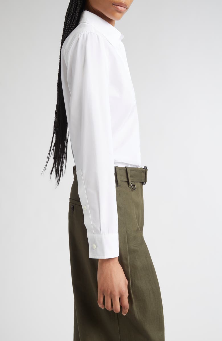 Burberry Cotton Poplin Button-Up Shirt, Alternate, color, White