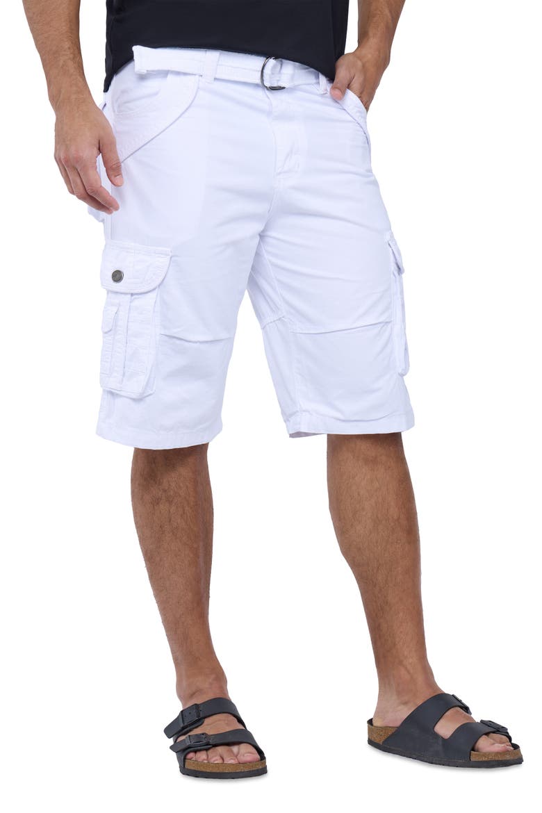 Belted Bermuda Cargo Shorts, Alternate, color, WHITE