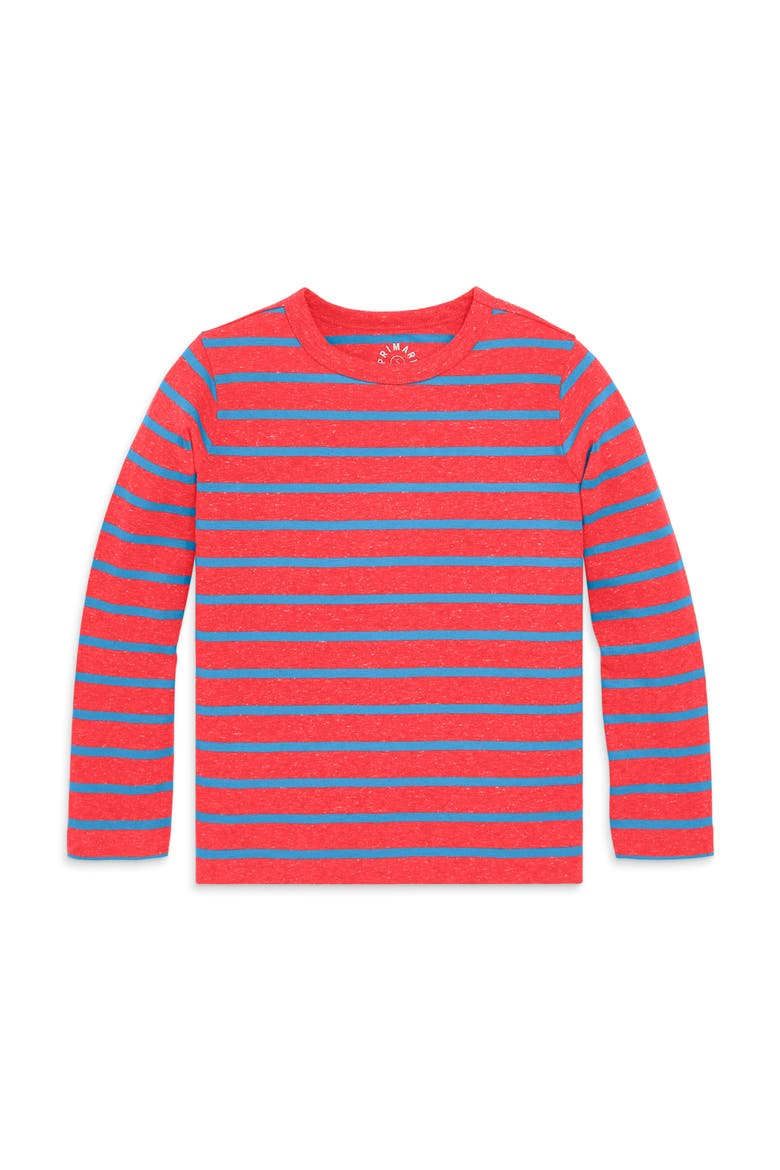Kids Heathered Long Sleeve Stripe Tee (toddler, Little Kid, & Big Kid), Main, color, Strawberry/ Cornflower Stripe