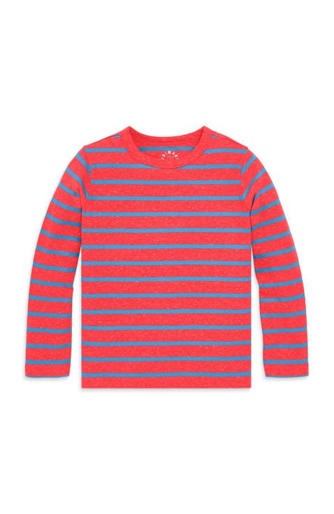 Kids Heathered Long Sleeve Stripe Tee