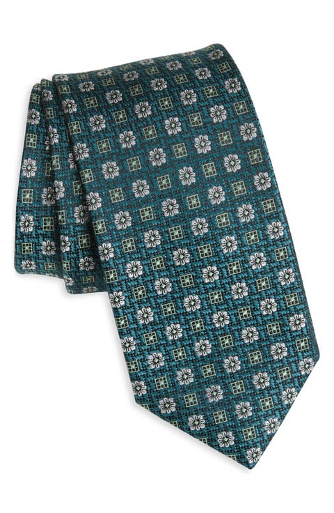 Montagna Neat Floral Medallion Silk Jacquard Tie