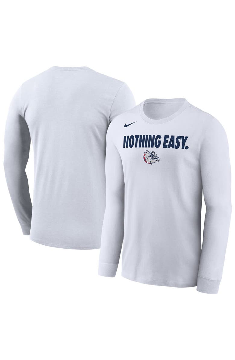 Nike Men's Nike White Gonzaga Bulldogs 2025 On-Court Bench Long Sleeve T-Shirt, Main, color, 
