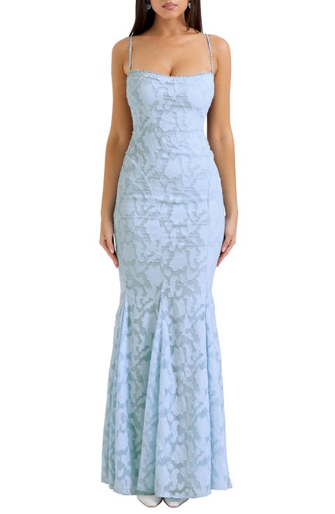 Joan-B Back Lacing Floral Jacquard Dress