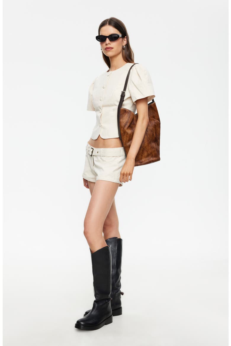 Afterglow Belted Low Rise Shorts, Alternate, color, BEIGE