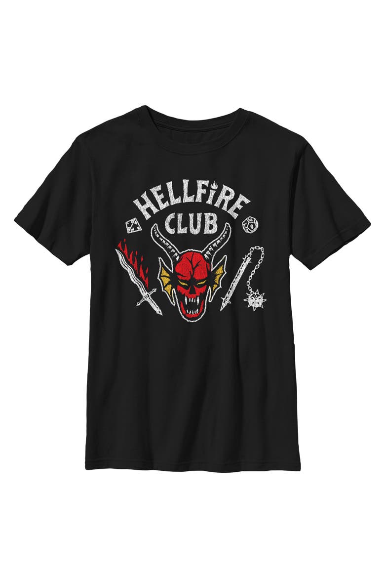 Netflix Boys' Stranger Things Hellfire Club Costume Graphic T-Shirt, Main, color, Black