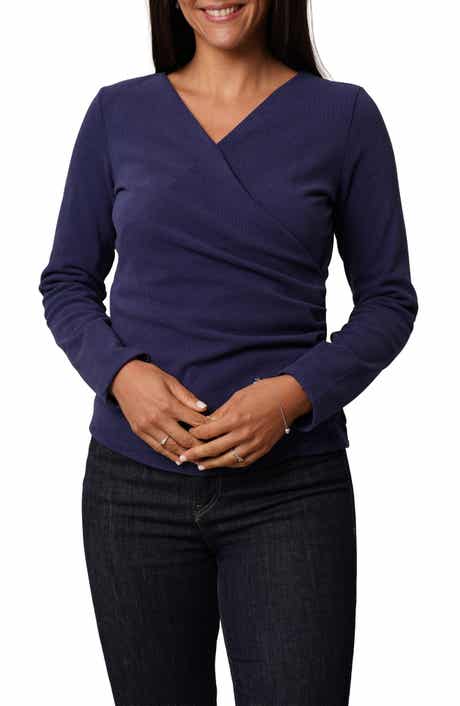 CYRUS Long Sleeve Faux Wrap Top