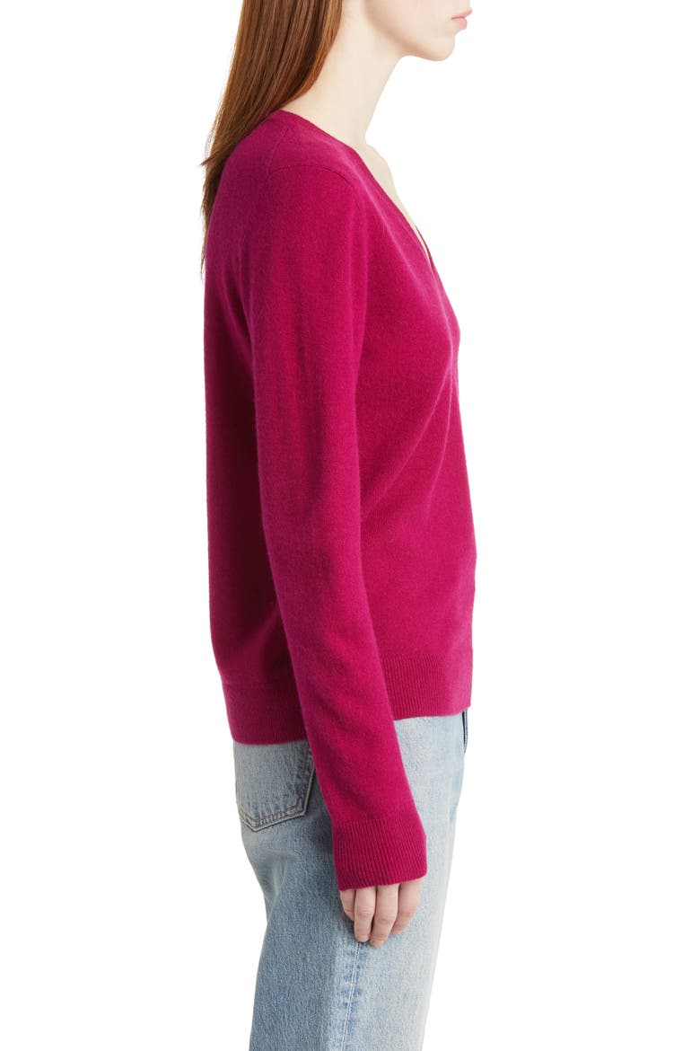 Cashmere V-Neck Sweater, Alternate, color, PINK PLUMIER