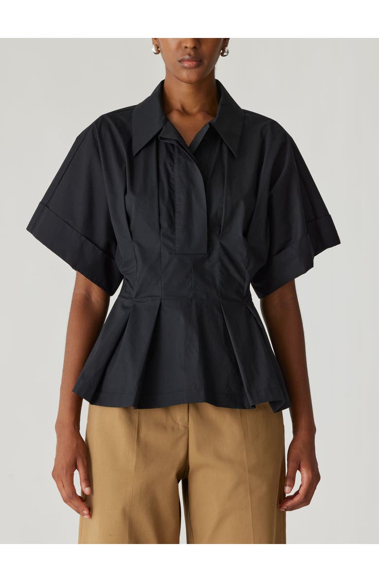 Rebecca Taylor Poplin Peplum Blouse, Alternate, color, Black
