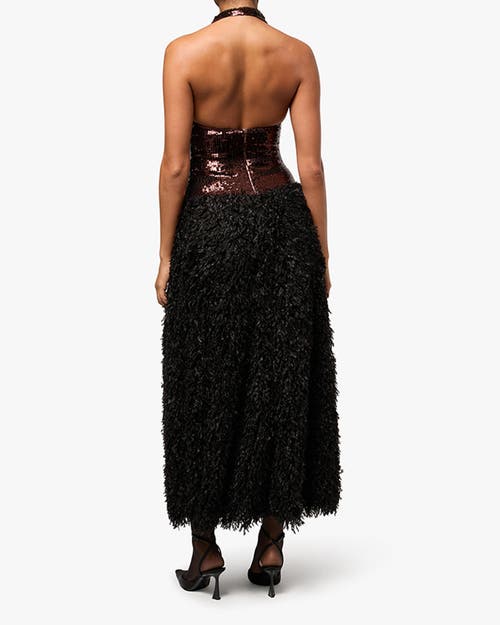 Weworewhat Halter Midi Dress In Chocolate/black