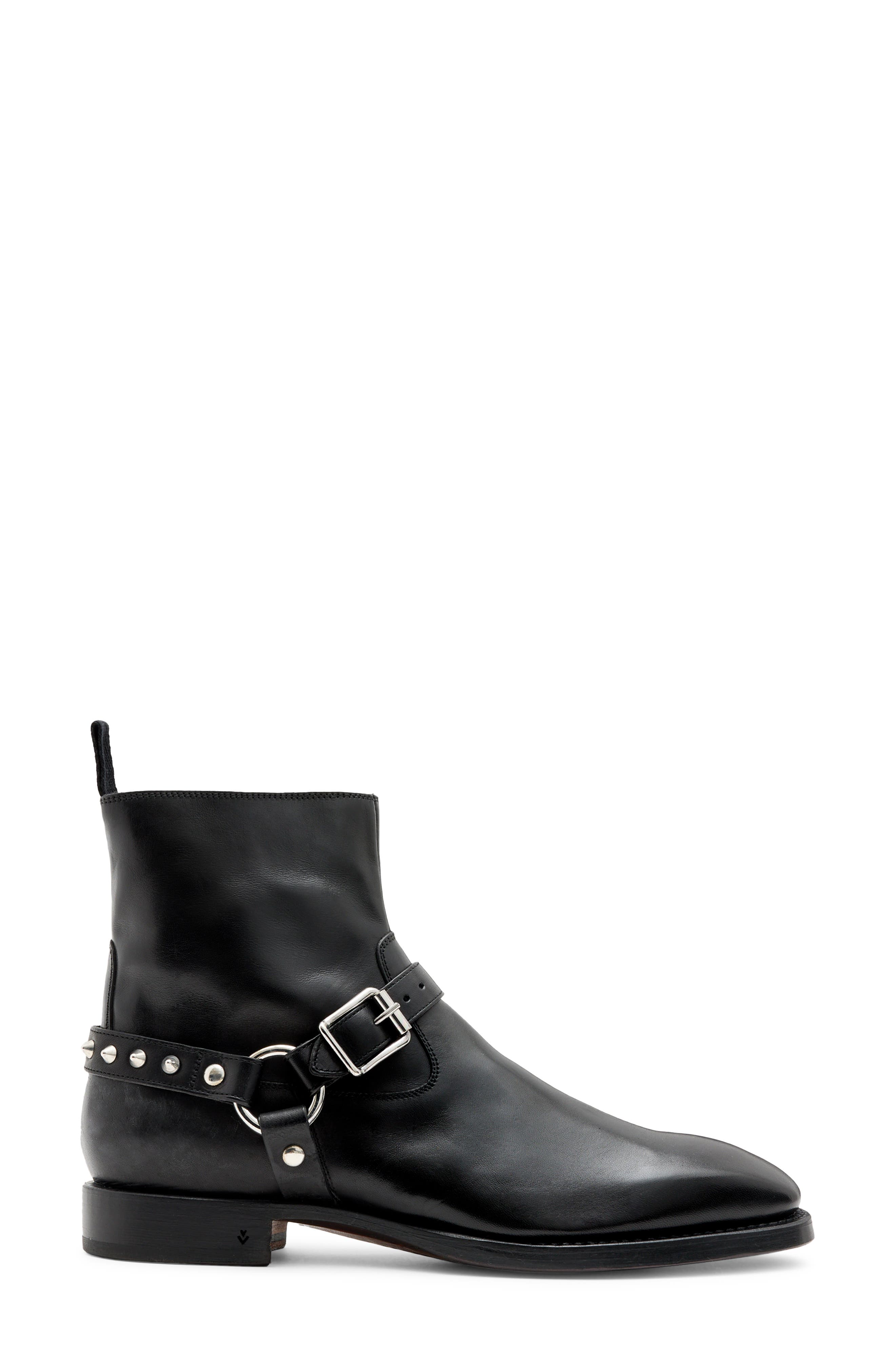 John Varvatos Regent Harness Spike Zip Boot, Alternate, color, 