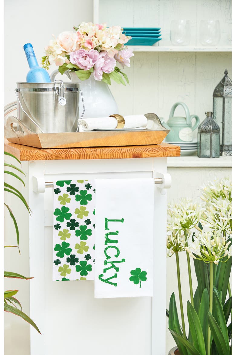 Lucky Clover Kitchen Dishtowels Set of 2, Alternate, color, Green