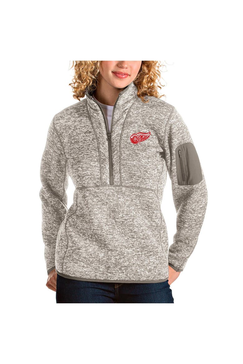 Women's Antigua Oatmeal Detroit Red Wings Fortune Half-Zip Sweatshirt, Alternate, color, Oatmeal