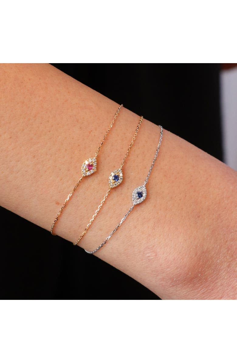 The Lovery Fine Jewelry Mini Ruby Evil Eye Bracelet, Alternate, color, Ruby