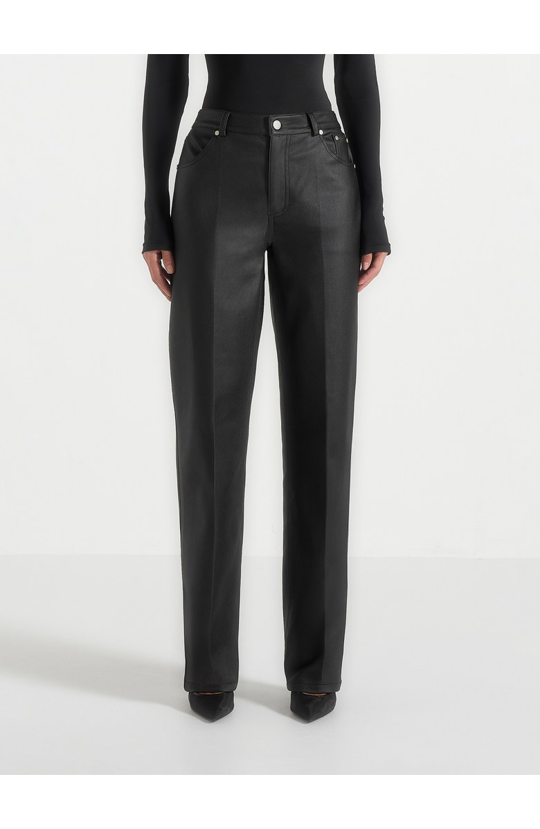 Manière De Voir Jana Wax Effect Denim Boyfriend Jeans, Alternate, color, Black