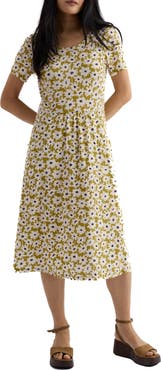 Seasalt Cornwall Enor Print Organic Cotton Fit & Flare Midi Dress