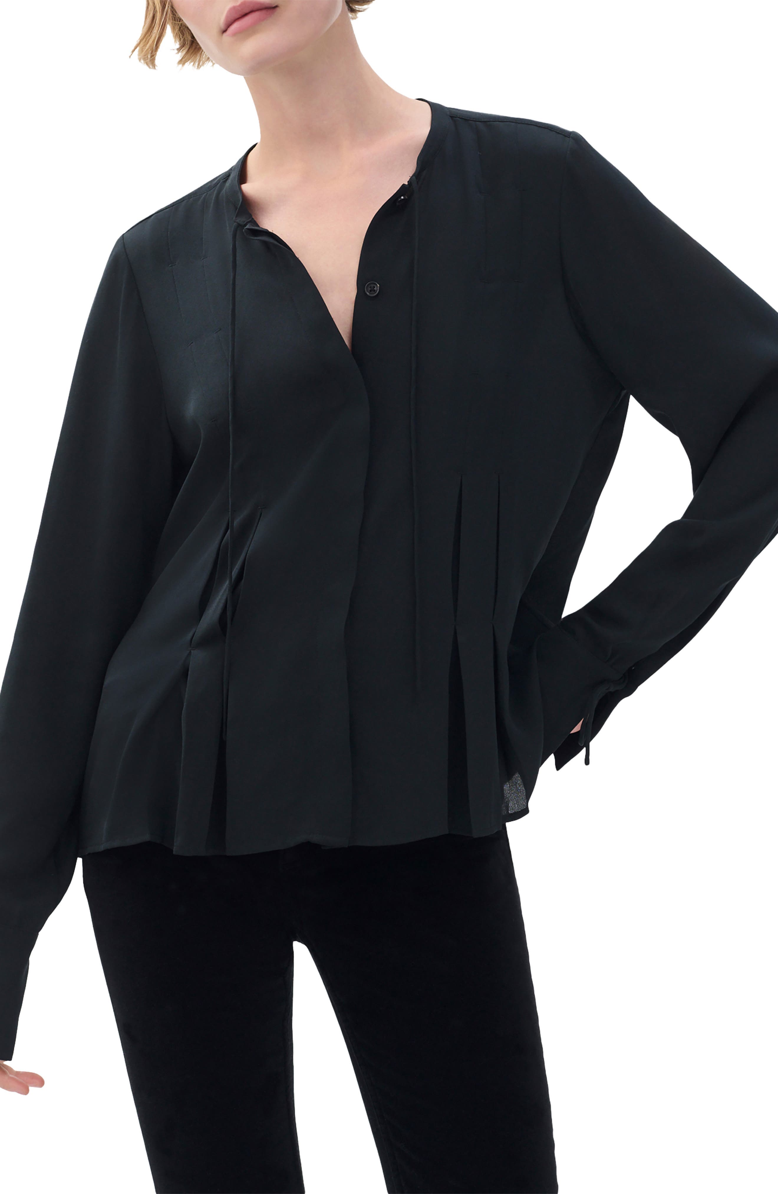 Adren Pleated Button-Up Shirt