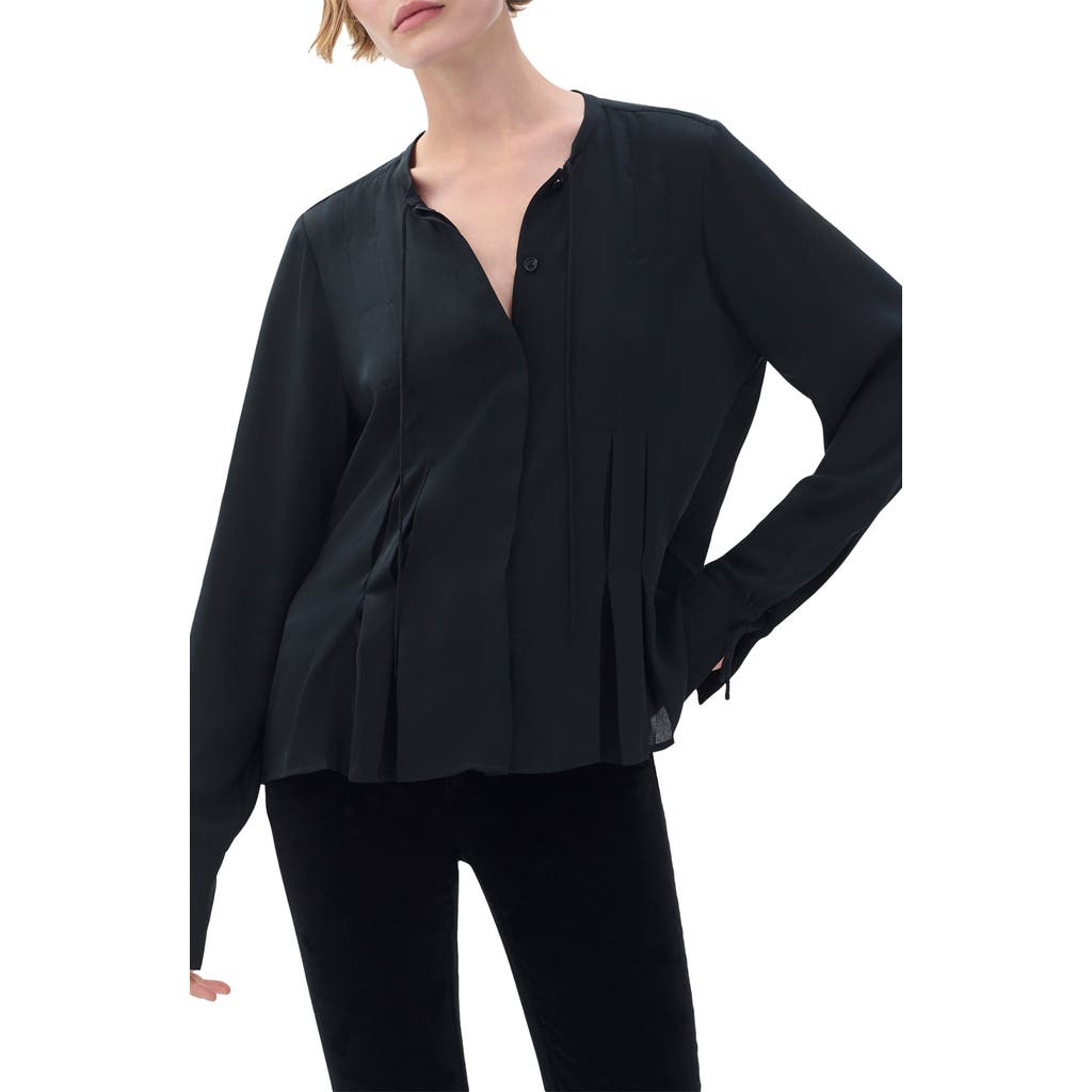 Rag & Bone Adren Pleated Button-up Shirt In Black