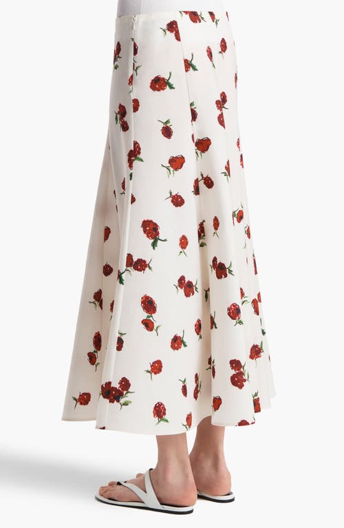 Khaite Lenno Raspberry Print Organza Midi Skirt