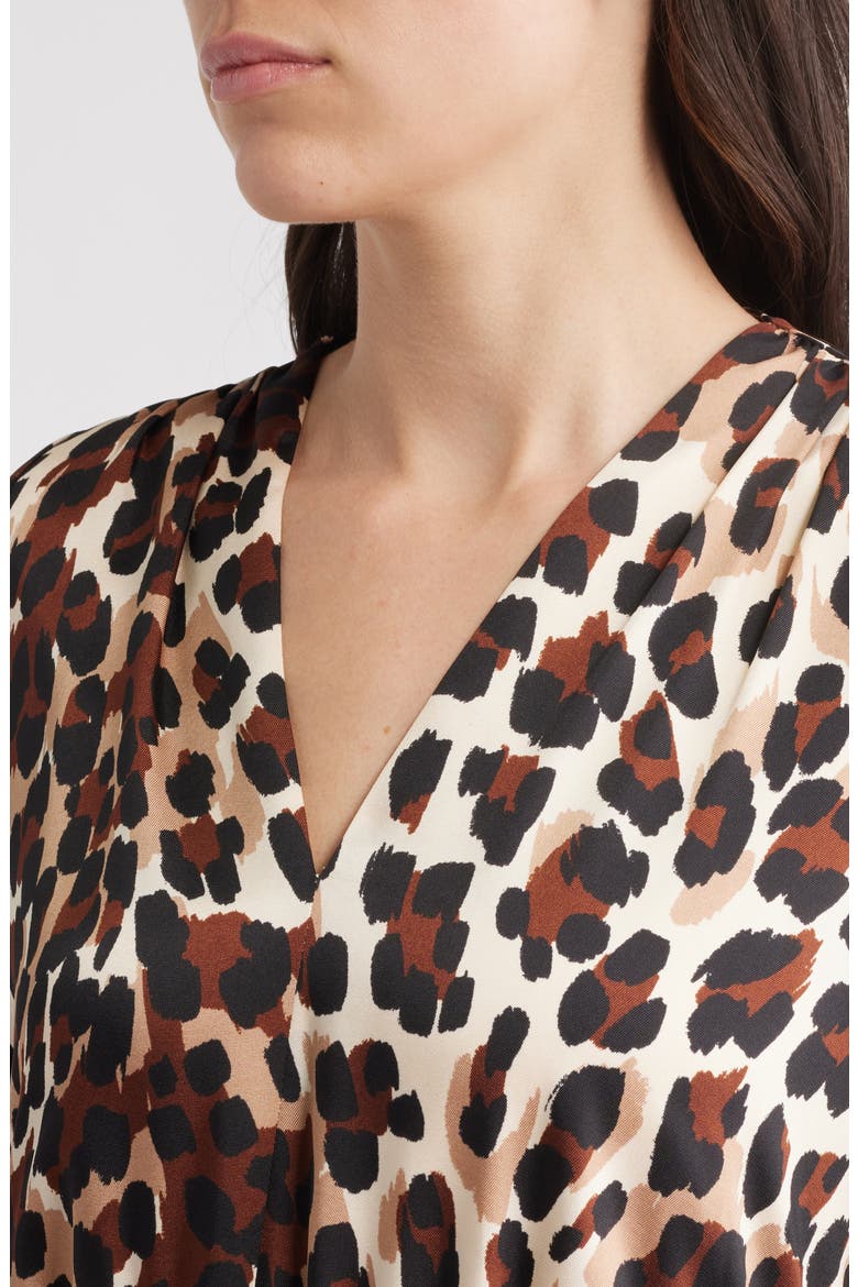 Long Sleeve Leopard Print Minidress, Alternate, color, IVORY SHELL MULTI
