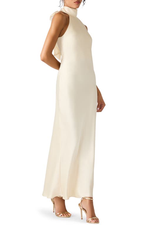 Steve Madden Lara Satin Bias Cut Maxi Dress In White