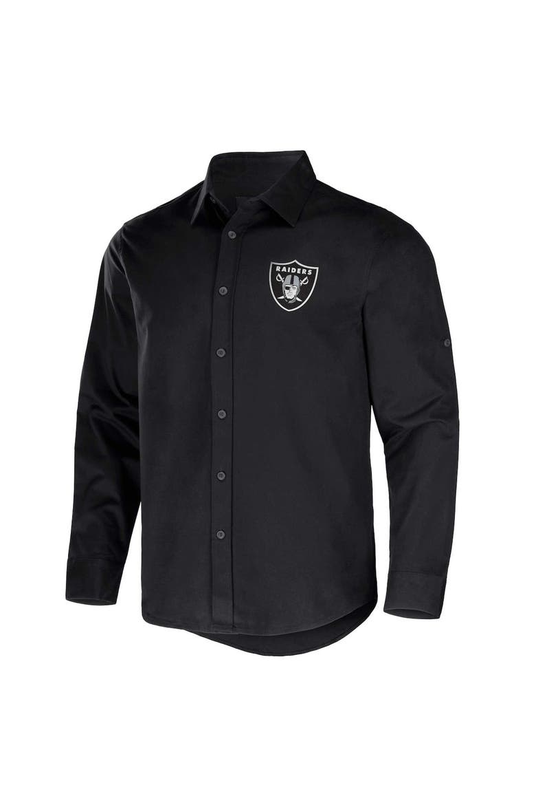 Men's NFL x Darius Rucker Collection by Fanatics Black Las Vegas Raiders Convertible Twill Long Sleeve Button-Up Shirt, Alternate, color, Black