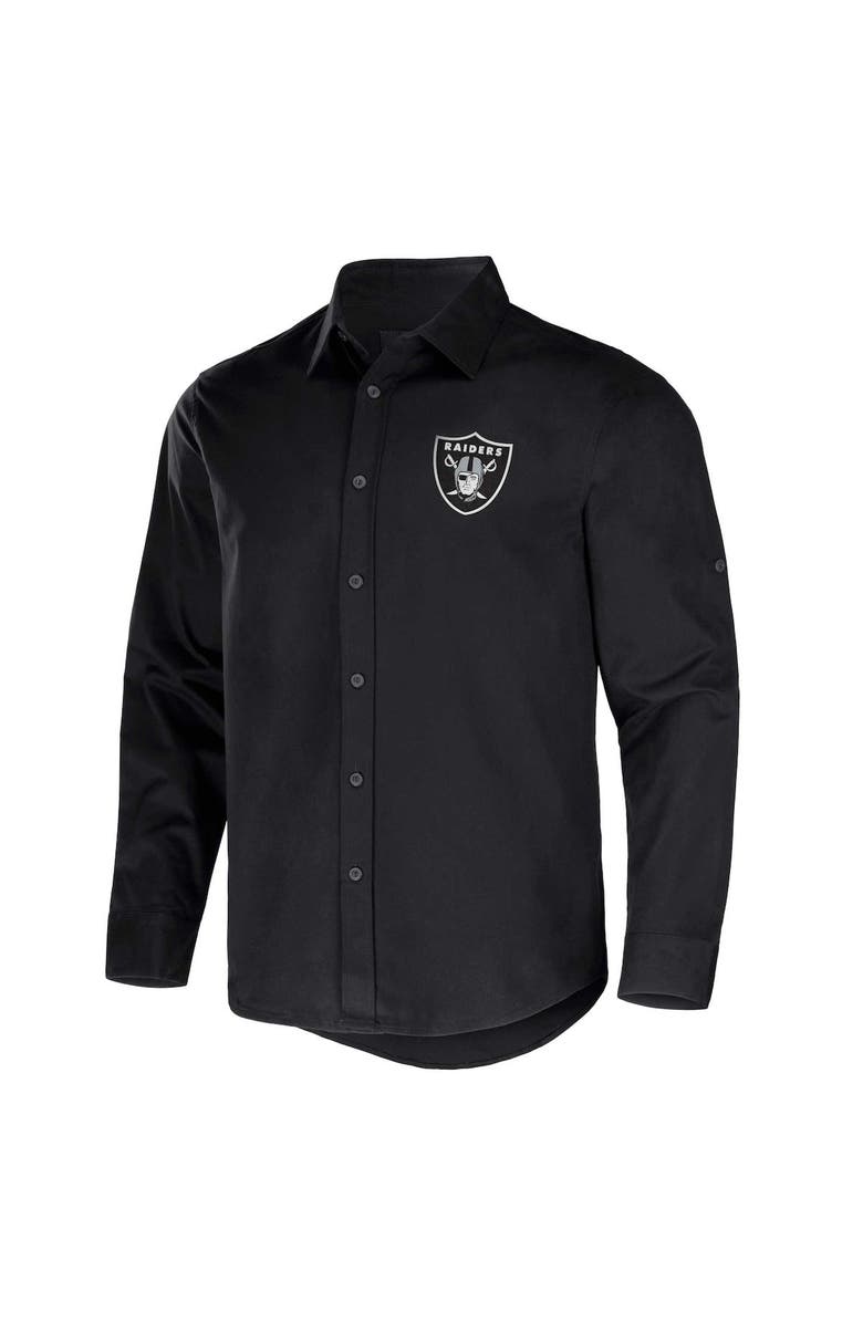 NFL X DARIUS RUCKER Men's NFL x Darius Rucker Collection by Fanatics Black Las Vegas Raiders Convertible Twill Long Sleeve Button-Up Shirt, Alternate, color, 