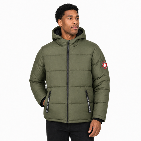 Men's Fleece Lined Hooded Bubble Puffer Jacket