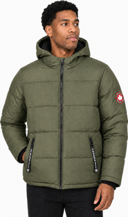 CANADA WEATHER GEAR Men's Fleece Lined Hooded Bubble Puffer Jacket