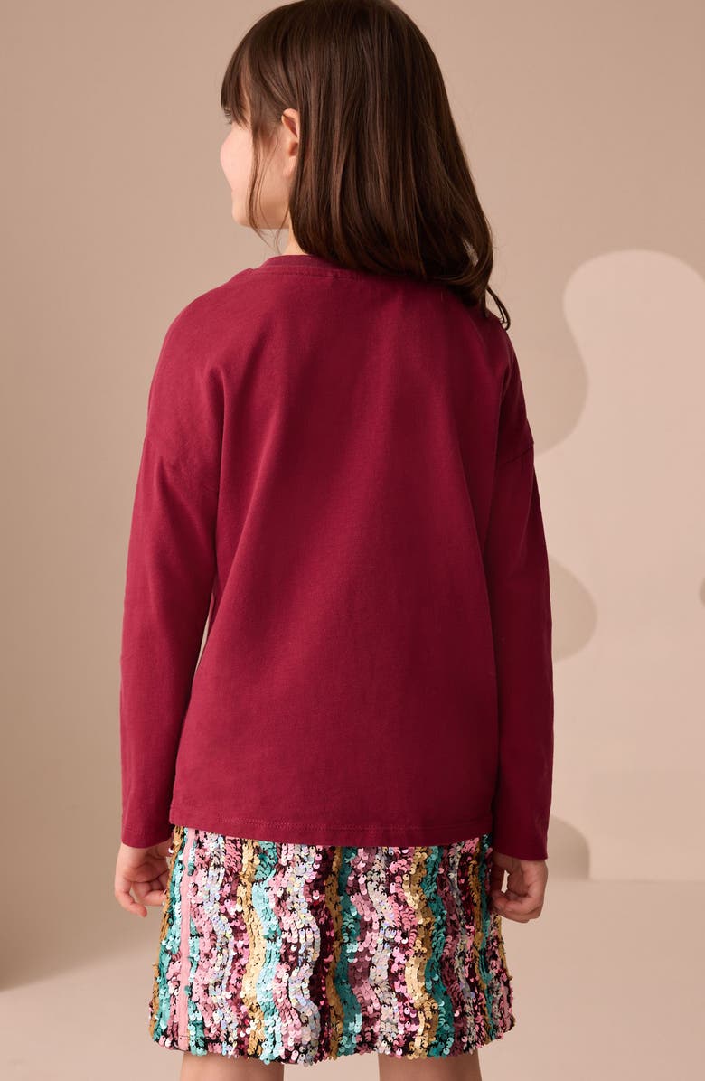 NEXT Kids' Sequin Heart T-Shirt, Alternate, color, Burgundy