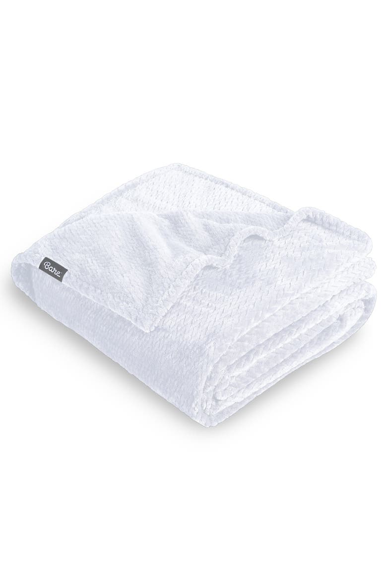 Chevron Microplush Fleece Throw Blanket, Main, color, White
