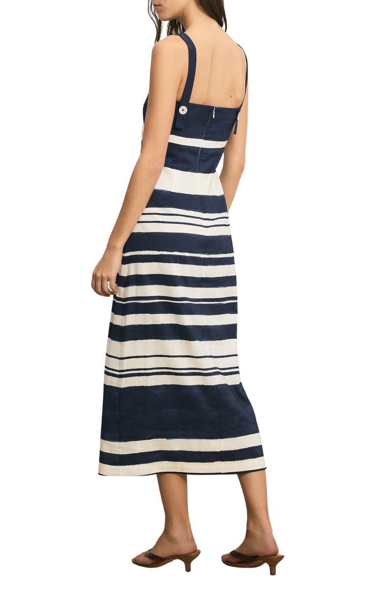 Veronica Beard Ella Stripe Sleeveless Midi Dress, Alternate, color, Navy Dove