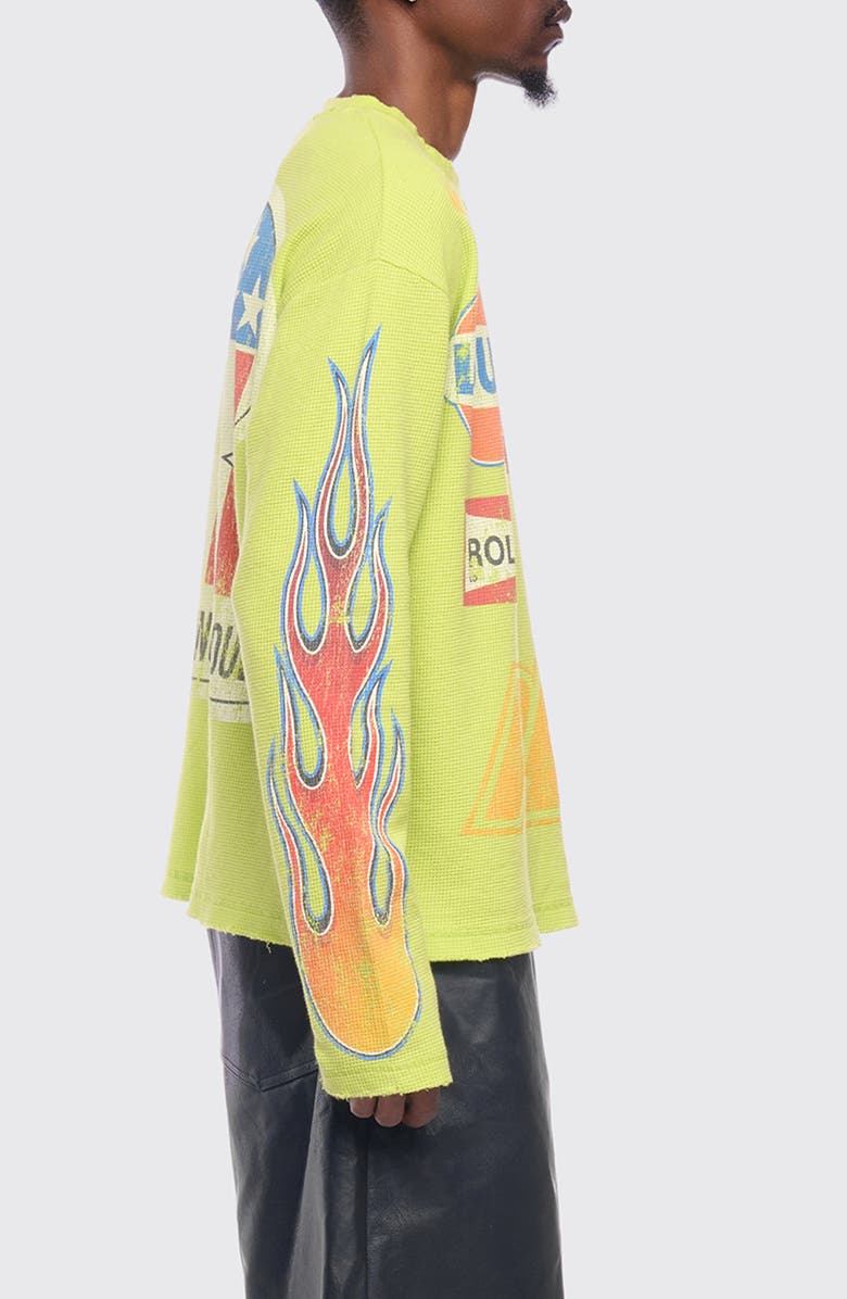 Rolling Loud Loud Racing Distressed Graphic Long Sleeve Thermal T-Shirt, Alternate, color, Neon Green