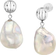 The Pearl Source White Freshwater Baroque Pearl Bianca Earrings