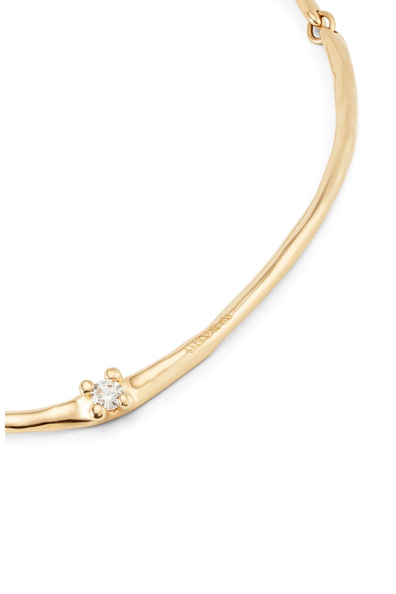 Rigid Necklace with White Zircon, Alternate, color, Gold