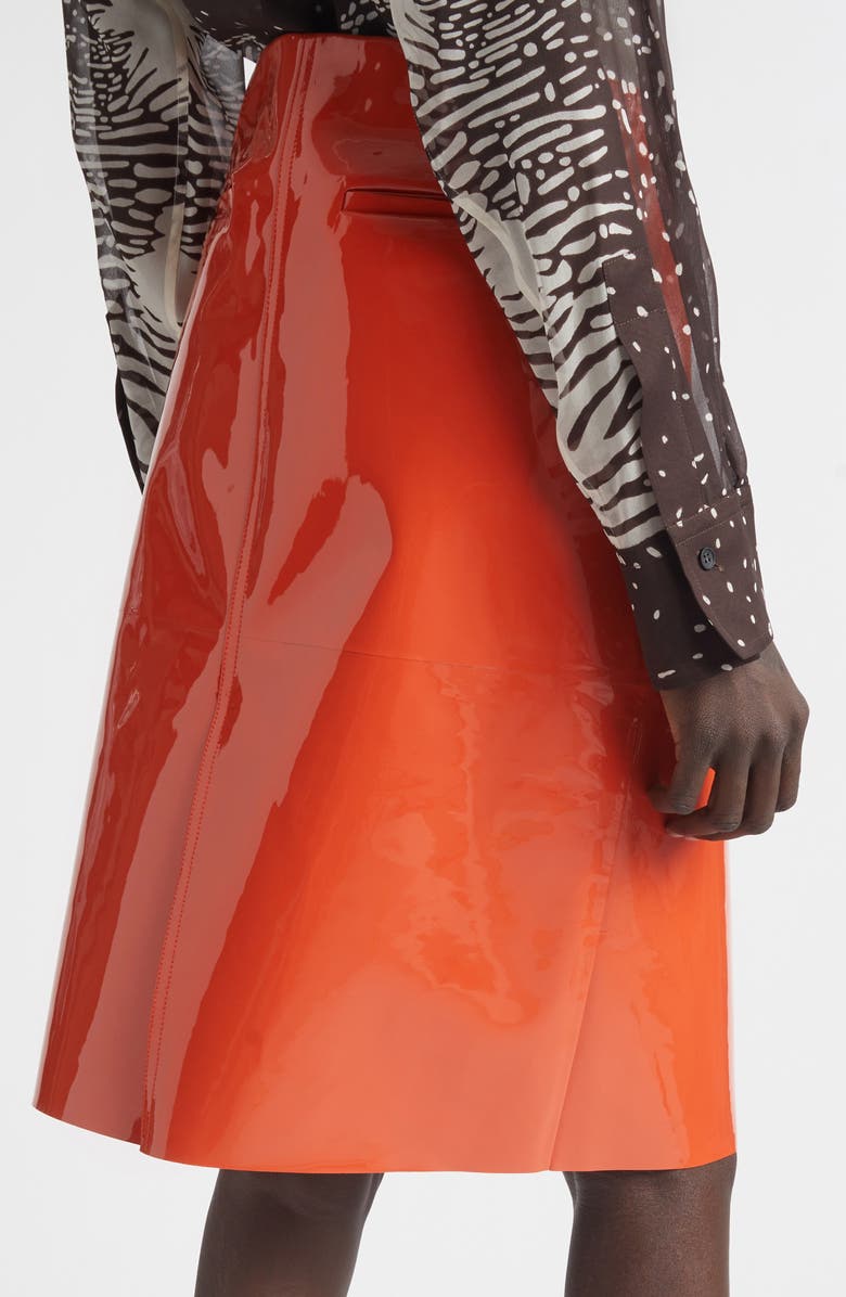 FERRAGAMO Patent Leather Pencil Skirt, Alternate, color, Light Siena