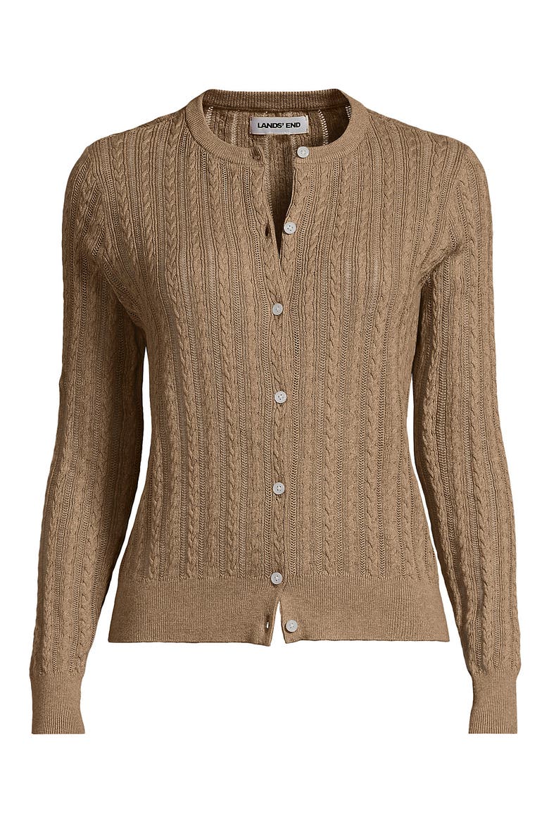 Cotton Pointelle Modern Cardigan Sweater, Alternate, color, Vicuna Heather