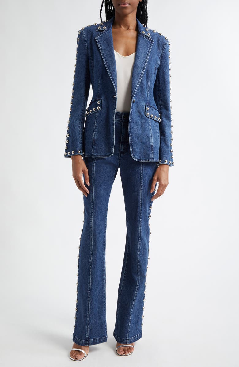 Cinq à Sept Milly Studded Denim Jacket, Alternate, color, Oceane