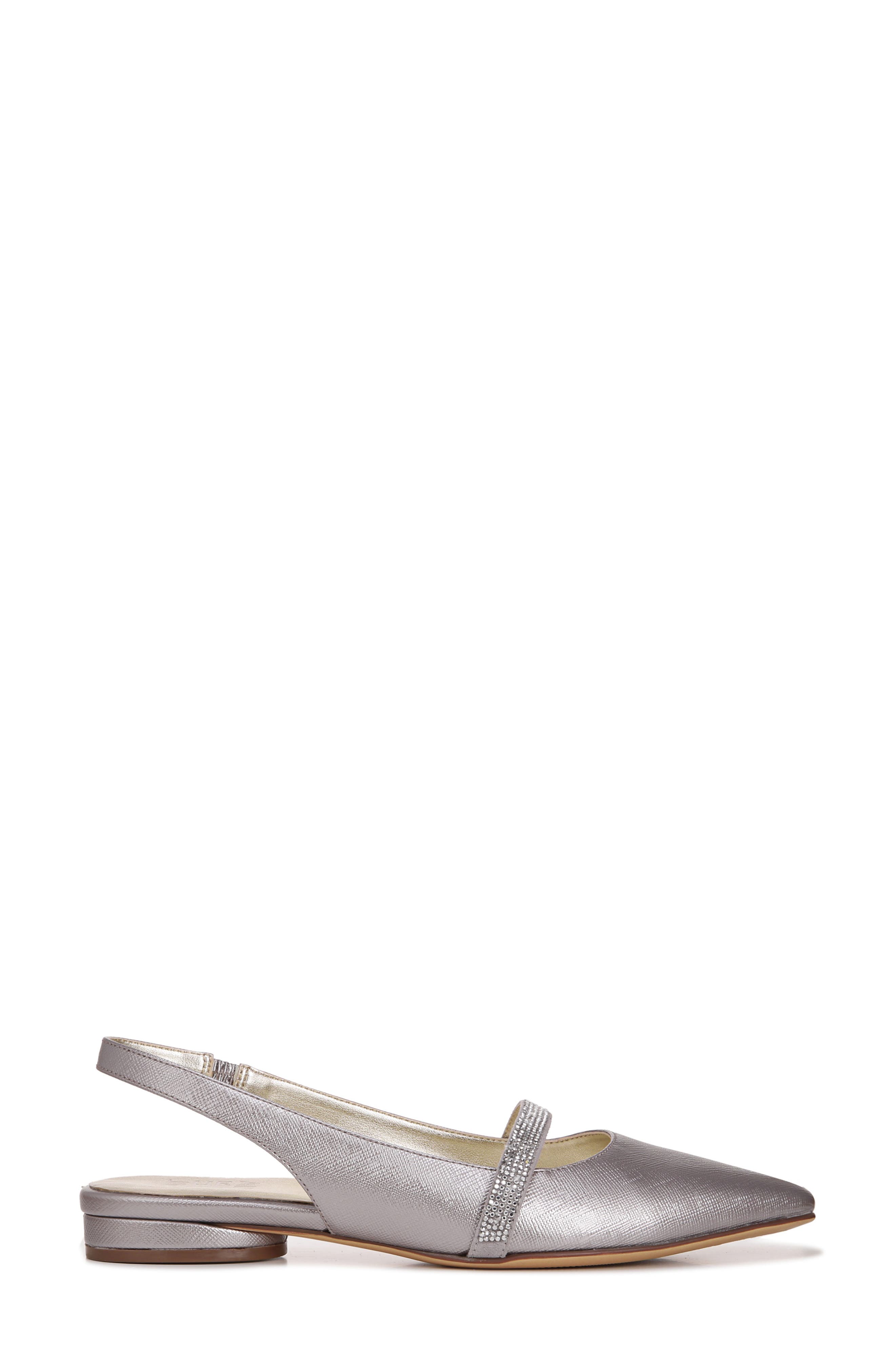 Hally Slingback Flat, Alternate, color, SILVER FAUX LEATHER