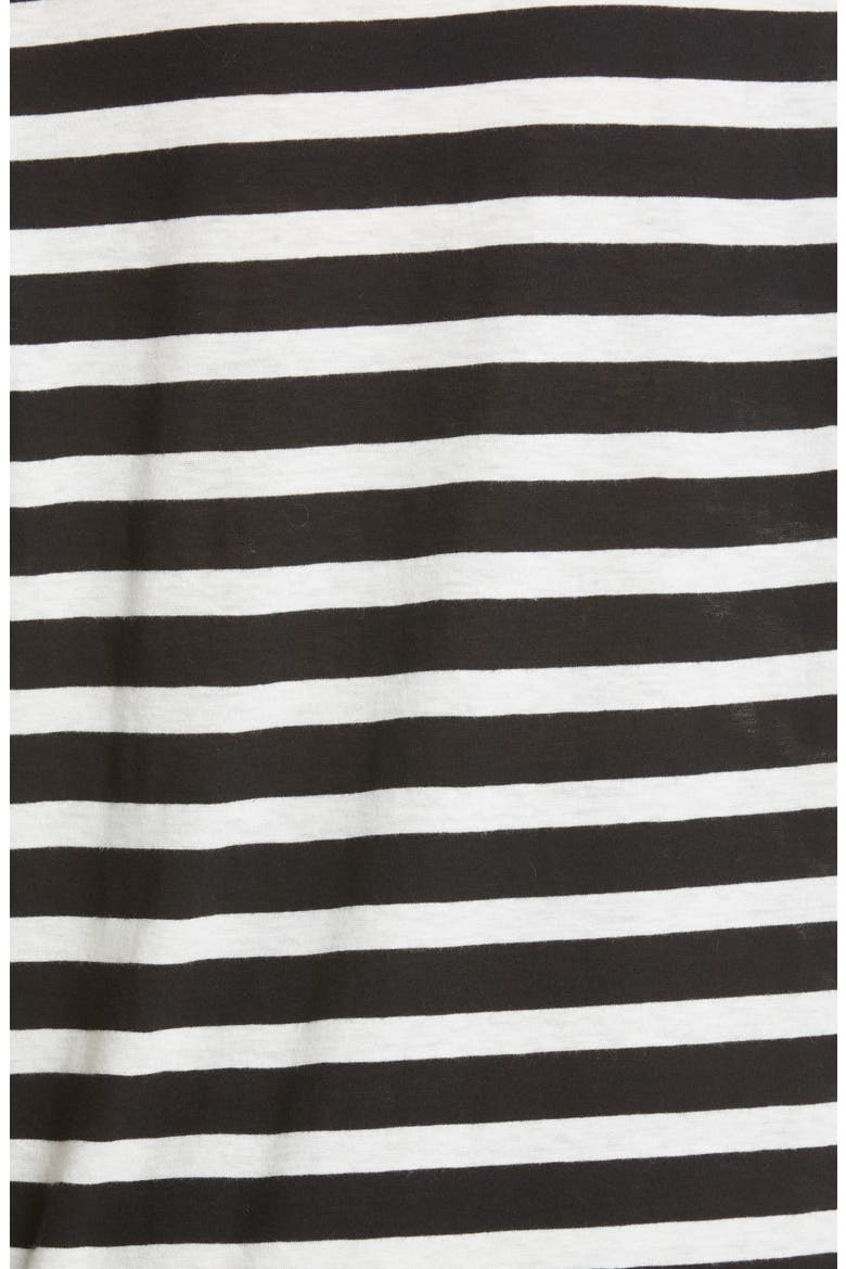 Boy Stripe Cotton & Cashmere T-Shirt, Alternate, color, BLACK W/ ECRU