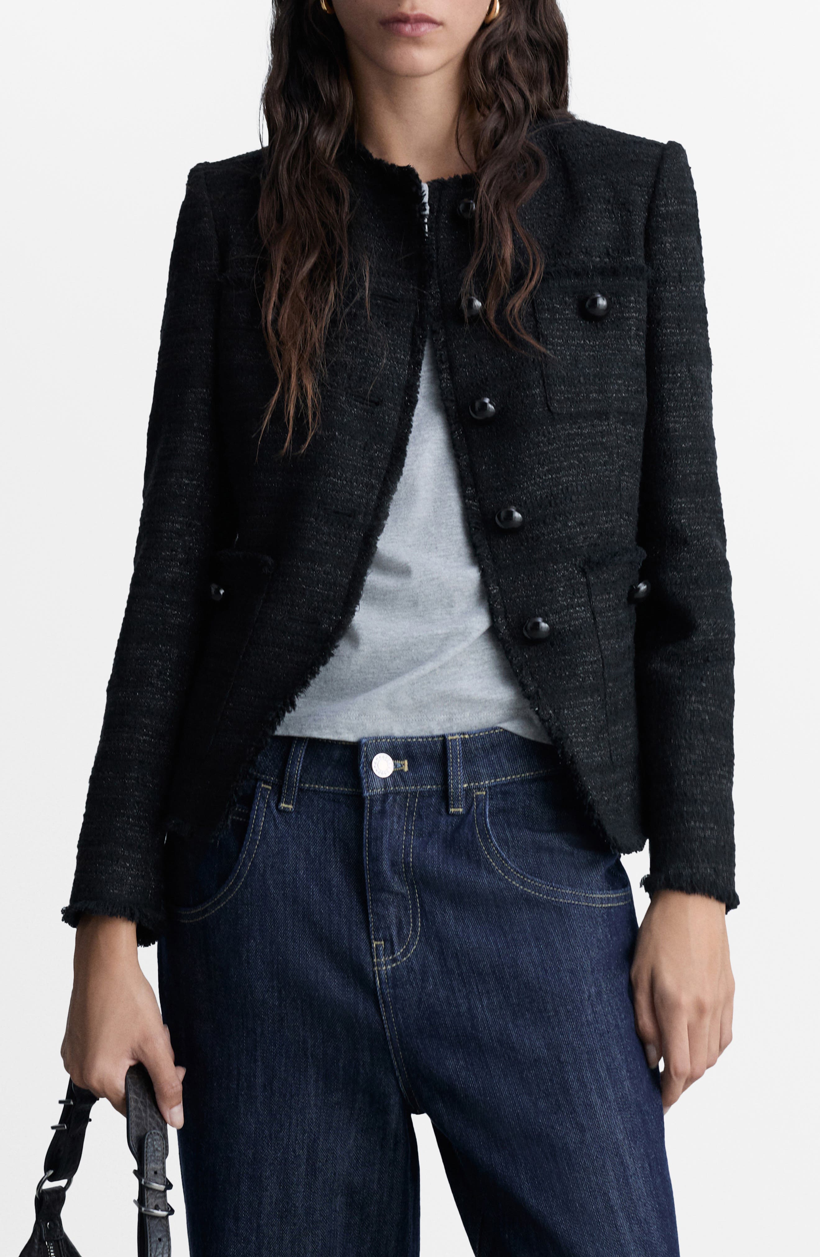MANGO Pocket Tweed Jacket