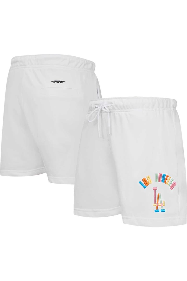 Women's Pro Standard  White Los Angeles Dodgers Washed Neon Shorts, Main, color, White