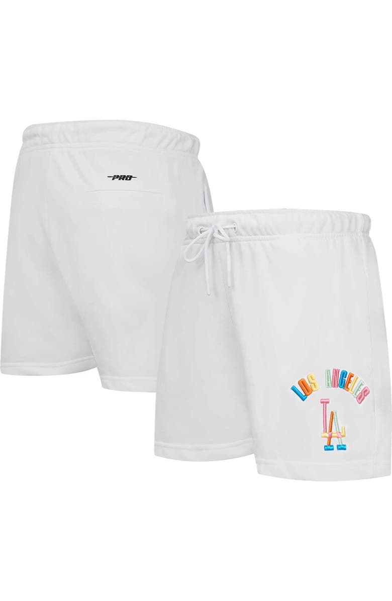 PRO STANDARD Women's Pro Standard White Los Angeles Dodgers Washed Neon Shorts, Main, color, White