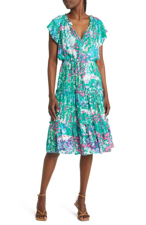 Juni Floral Tie Waist Midi Dress