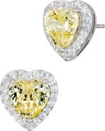 SAVVY CIE JEWELS Cubic Zirconia Heart Halo Stud Earrings