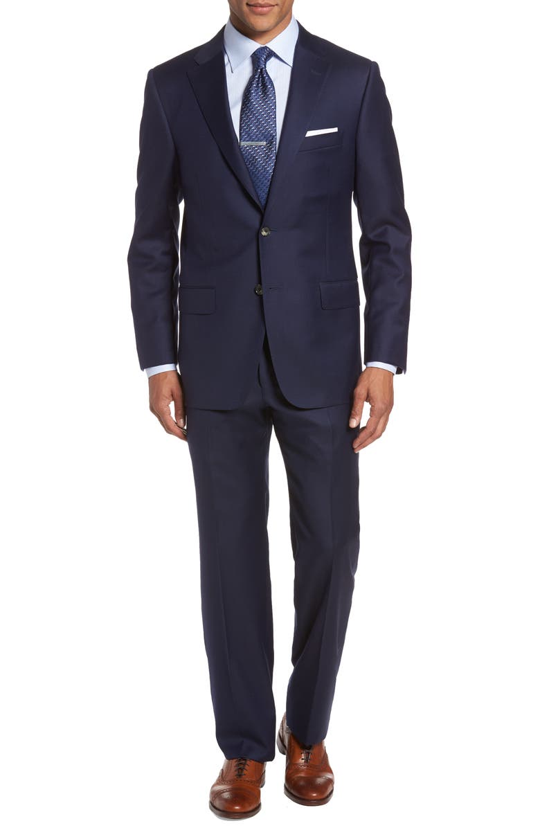 Hickey Freeman Classic B Fit Loro Piana Wool Suit, Main, color, 