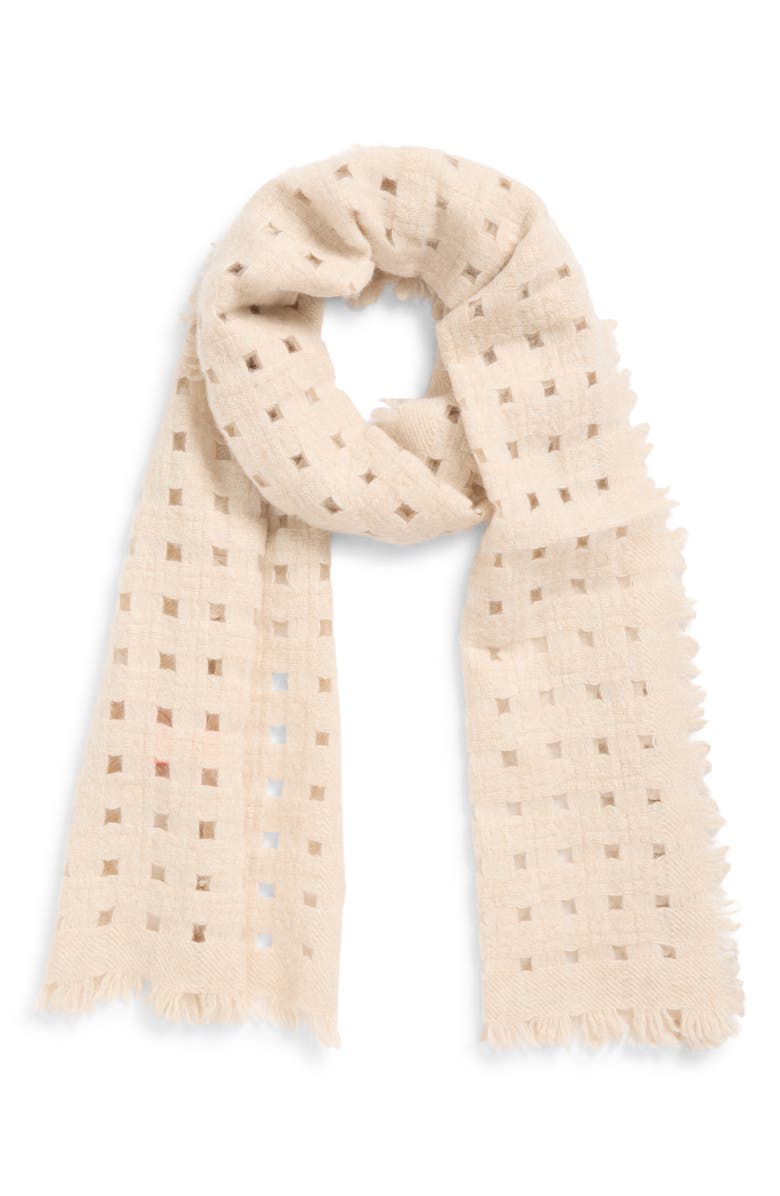 Lost Pattern Pixie Cashmere Scarf, Alternate, color, Off White