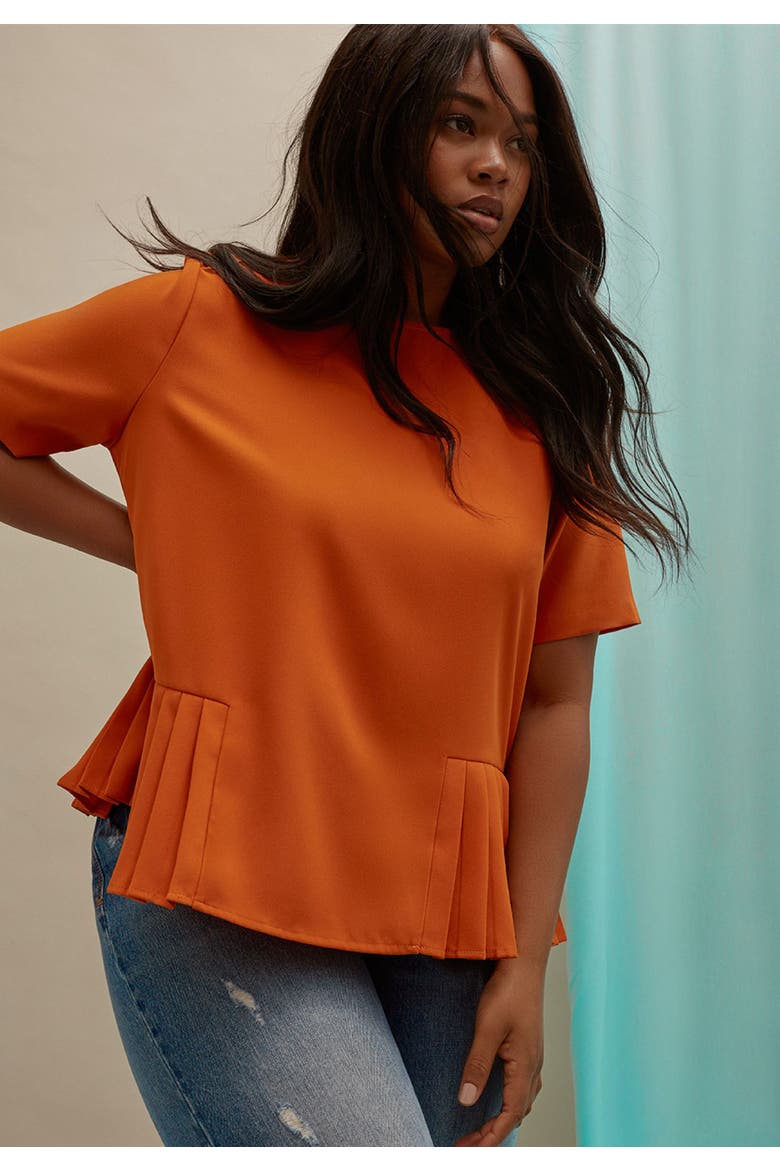 Pleated Hem Top, Alternate, color, BLUEBERRY