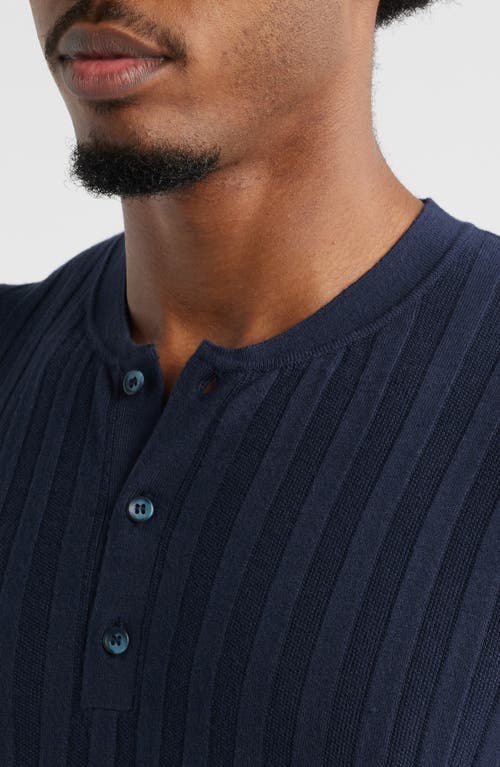 Open Edit Short Sleeve Henley Sweater In Blue