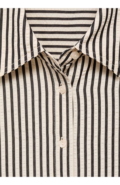 MANGO MANGO TEXTURED STRIPE BUTTON-UP SHIRT 