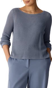Eileen Fisher Organic Cotton & Silk Ballet Neck Sweater